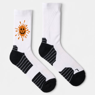Chaussette Pointe orange avec visage citrouille
