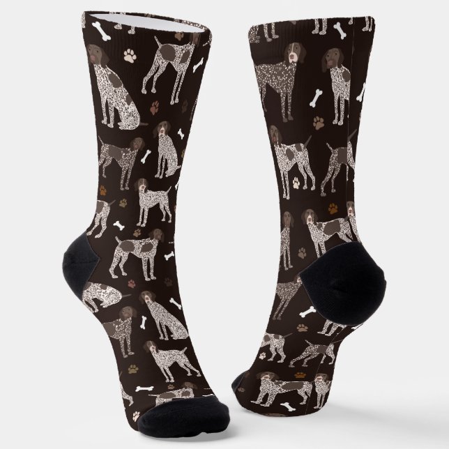 Chaussette Pointeur à cheveux court allemand os de chien et E (Angulaire)