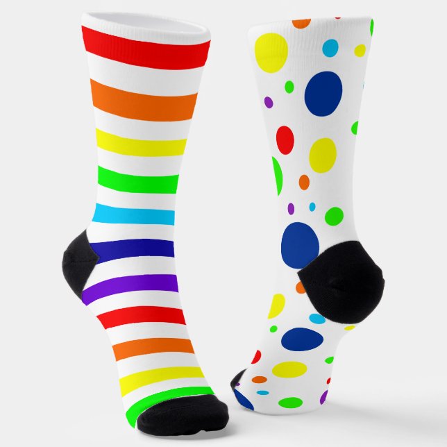 Chaussette Points Arc-en-ciel blanc/Chaussettes d'équipage (Angulaire)