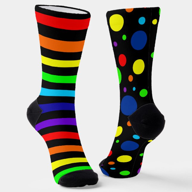 Chaussette Points Arc-en-ciel Noir / Stripes Chaussettes d'éq (Angulaire)