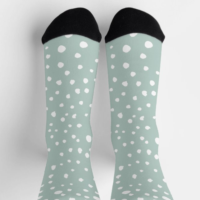 Chaussette Points Dalmatiens verts, Points Dalmatiens, Pots D (Haut)