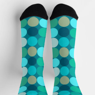 Chaussette Points géants du milieu du siècle, Turquoise, Aqua