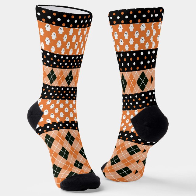 Chaussette Pois, Little Ghosts et Jacquard orange (Créateur téléchargé)