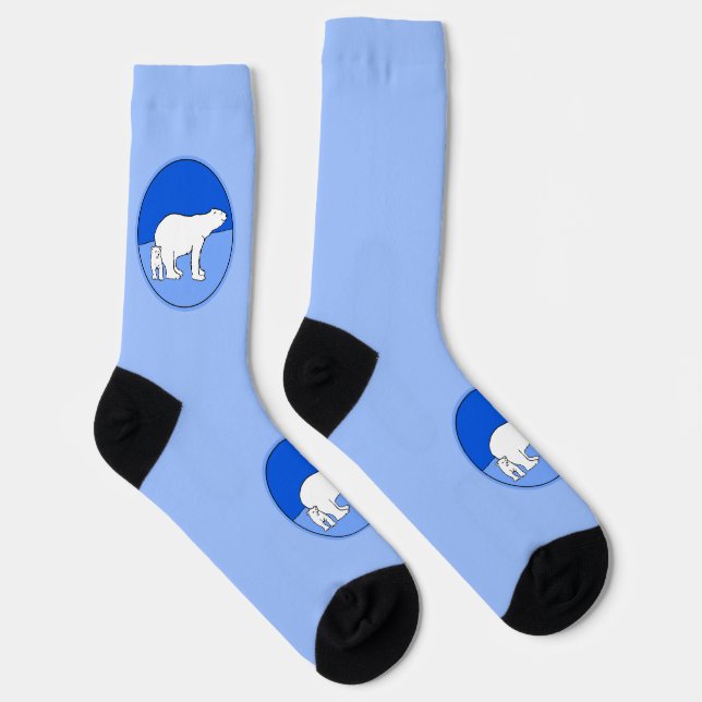 Chaussette Polar Bear Mom and Cub Peinture - Wildlife Art (Droite)