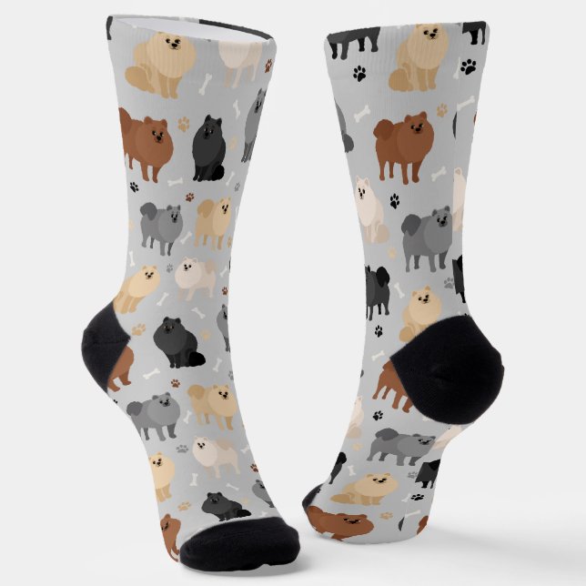 Chaussette Poméranienne Paw-prints et Chaussettes pour os de  (Angulaire)
