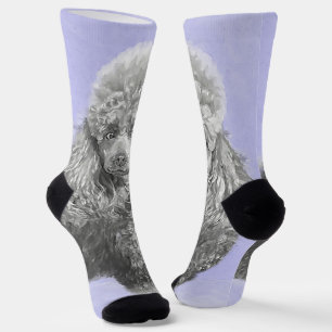Chaussette Poodé Jouet miniature Argent gris bleu Chien Art