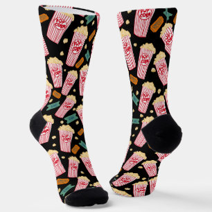 Chaussette Popcorn Motif Movie Théâtre de nuit Fun Film Noir