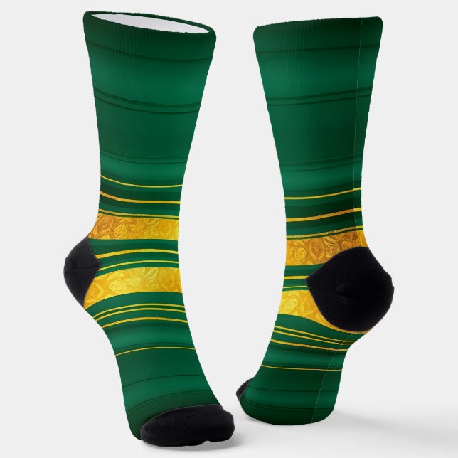 Chaussette Populaire Green Gold Luxury Linen Texture Collecti (Angulaire)
