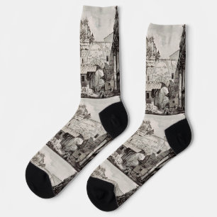 Chaussette Portique d'Octavie Rome Art en Noir et Blanc