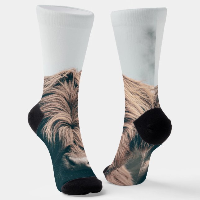 Chaussette Portrait de vache Highland (Angulaire)
