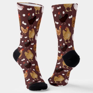 Chaussette Poulet Brown et Motif des oeufs