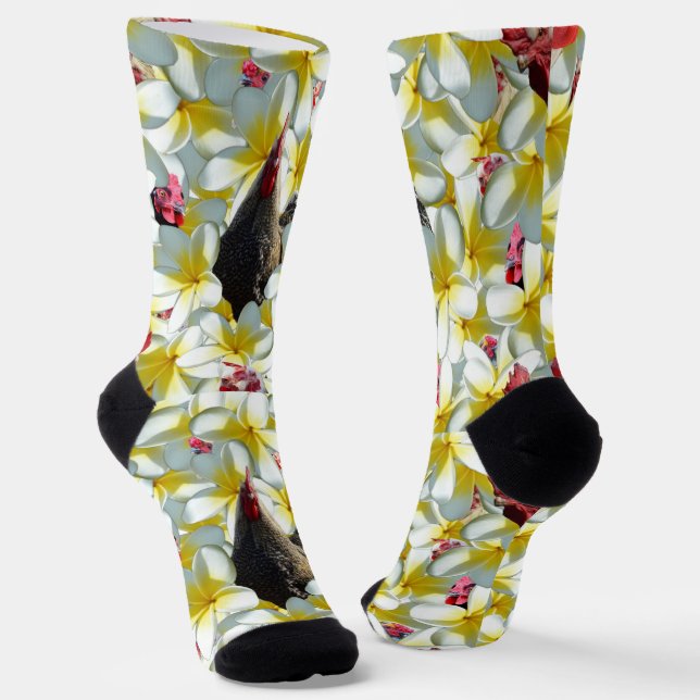 Chaussette Poulets Et Frangipanis, Chaussettes D'Équipage (Angulaire)