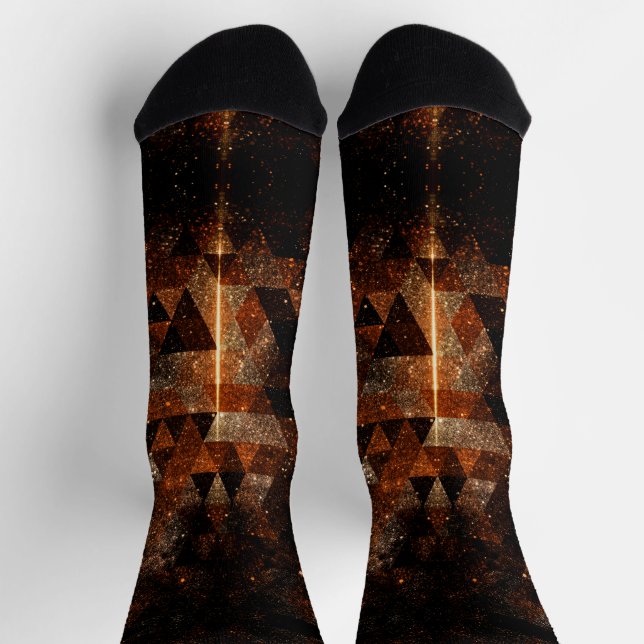 Chaussette Poutre d'or dans l'univers brillant géométrique (Haut)
