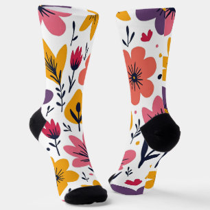 Chaussette Prairie de fleurs sauvages printanières colorées b