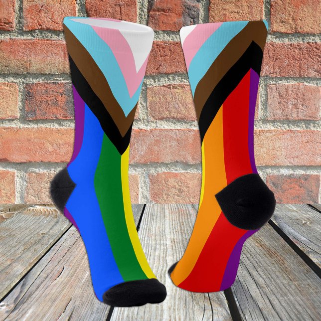Chaussette Progrès Rainbow Flag Chaussettes, LGBTQ & Pride Ch (Créateur téléchargé)