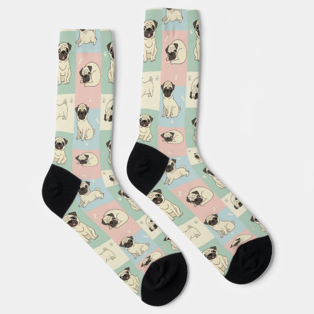 Chaussette Pug Cartoon Pattern (Droite)