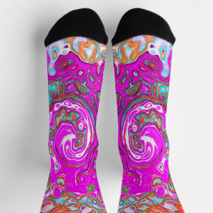 Chaussette Purple et Orange Super Retro Swirl Abstrait