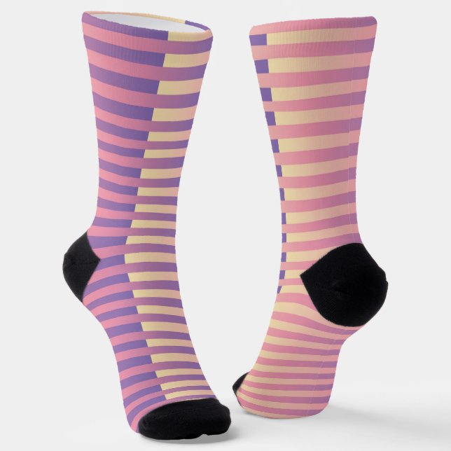 Chaussette Purple Pink Yellow Striped Pattern (Angulaire)