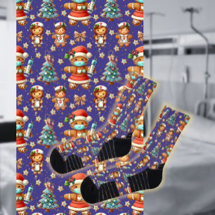 Chaussette Purple Whimsical Noël Gingerbread Fille Infirmière