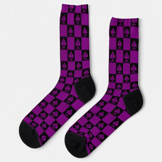 Chaussette Queen of Spades Chaussettes damier violet foncé Qo (Gauche)