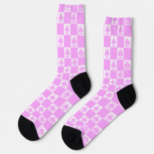 Chaussette Queen of Spades Chaussettes joli Pink Checkerboard