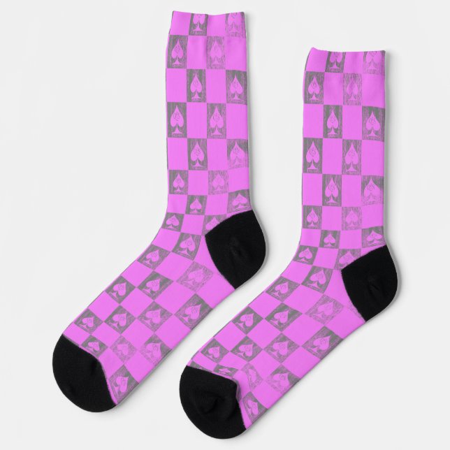 Chaussette Queen of Spades Chaussettes Pink Fade Checkerboard (Gauche)