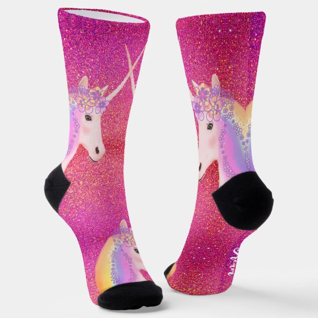 Chaussette Rainbow Unicorn rose Parties scintillant Dream (Angulaire)