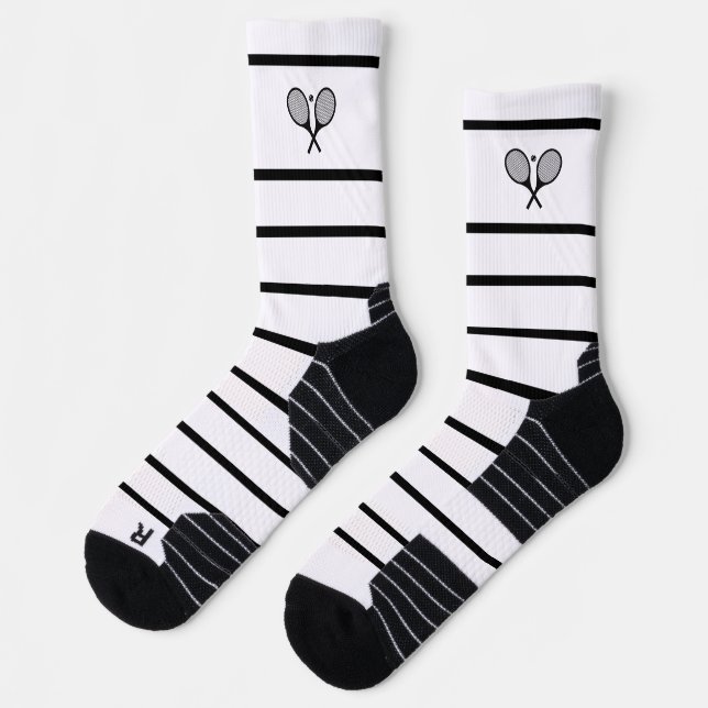 Chaussette Raquette de tennis moderne noir blanc (Gauche)