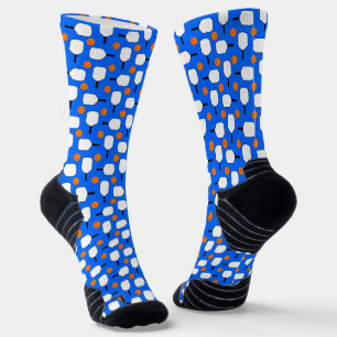 Chaussette Raquettes et ballons de pickleball bleu orange et 