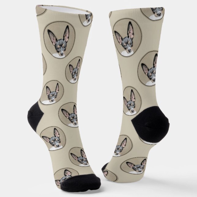 Chaussette Rat Terrier Peinture Tri Couleur Original Chien Ar (Angulaire)