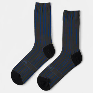 Chaussette Rayures, bleues sur gris foncé, classique sérieux