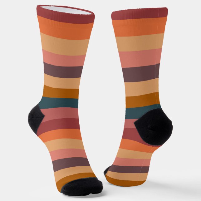 Chaussette Rayures d'aquarelle du coucher de soleil (Angulaire)