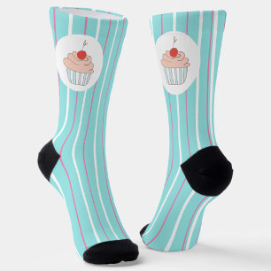 Chaussette Rayures de glace et friandises de cupcake