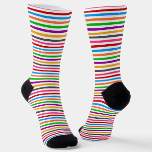 Chaussette Rayures de lignes arc-en-ciel colorées - Blanc 