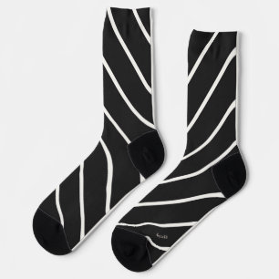 Chaussette Rayures diagonales blanches sur noir classique