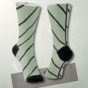 Chaussette Rayures diagonales noires sur vert classique