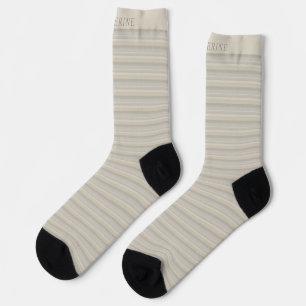 Chaussette Rayures gris beige clair doux personnalisables