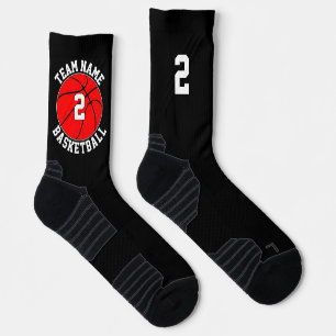 Chaussette Red Basketball Player Team Nom et numéro Sports
