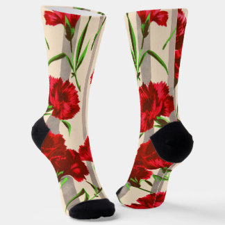 Chaussette red carnations print