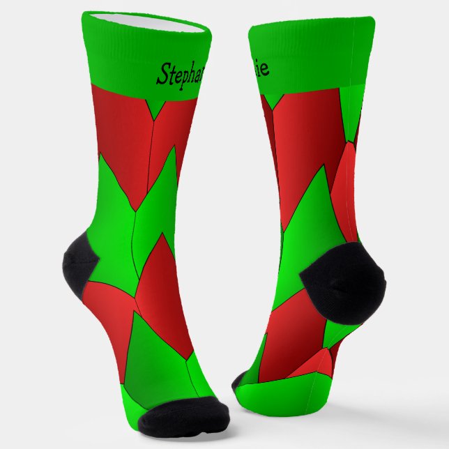 Chaussette Red Green Art Deco Design Socks (Angulaire)