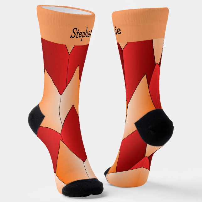 Chaussette Red Orange Art Deco Design Socks (Angulaire)