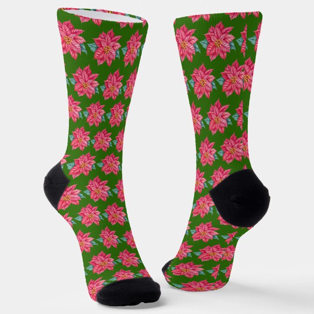 Chaussette Red Poinsettia Pattern (Créateur téléchargé)