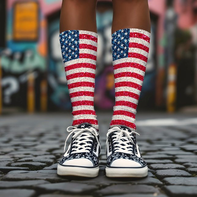 Chaussette Red White Bleu Patriotique Américain Flag Party (Créateur téléchargé)