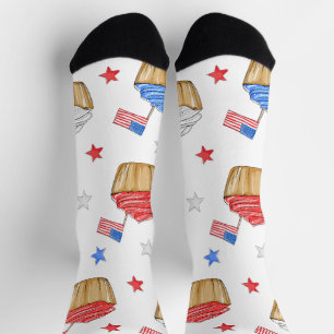 Chaussette Red White Blue Cupcake Drapeau Star Patriotic Prep