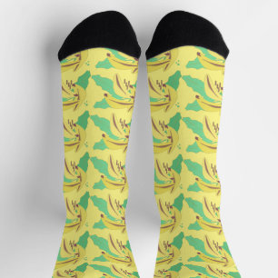 Chaussette Régime de bananes fruit verdure Motif Bleu