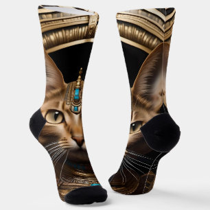 Chaussette Reine du Nil : Cléopâtre le chat à la tête