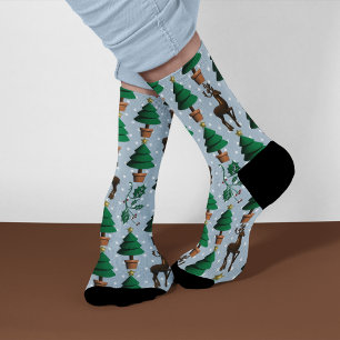 Chaussette Rennes, arbres de Noël et Holly