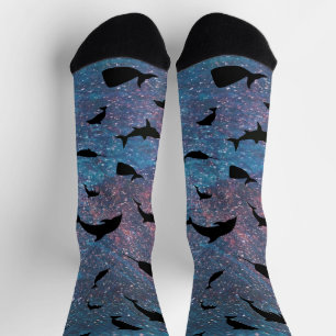 Chaussette requin de l'ombre baleine sur galaxie en pente