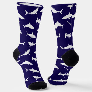 Chaussette requin Motif bleu et blanc