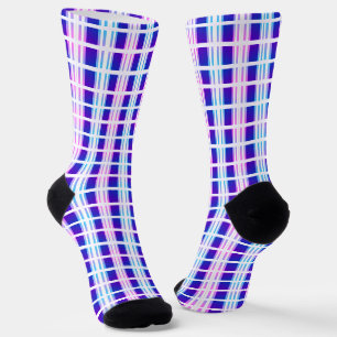 Chaussette rétro électrique rayé bleu & violet